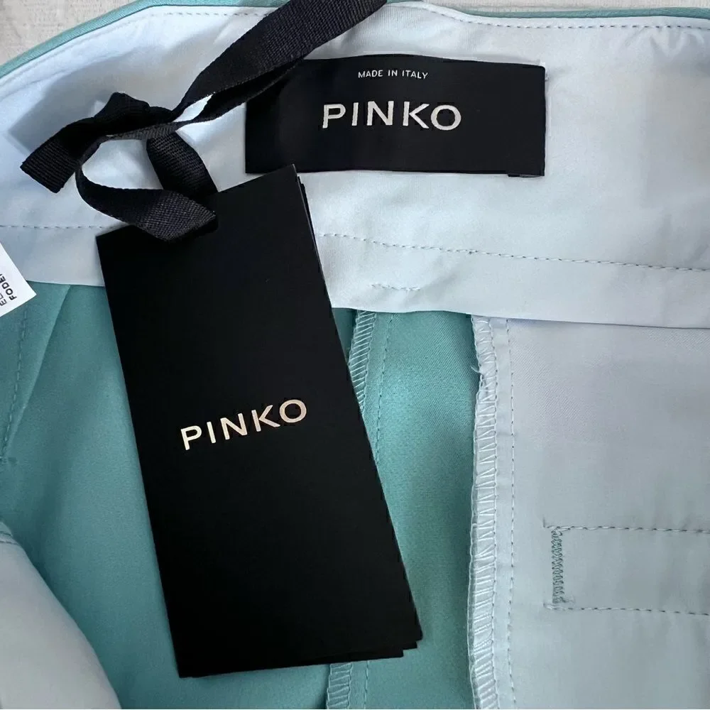 PINKO Trousers Tiffany Green Color Woman Pants Elegant Size 4.